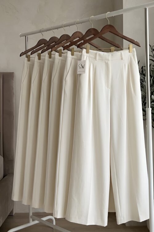Urban Pleated Formal White Pants
