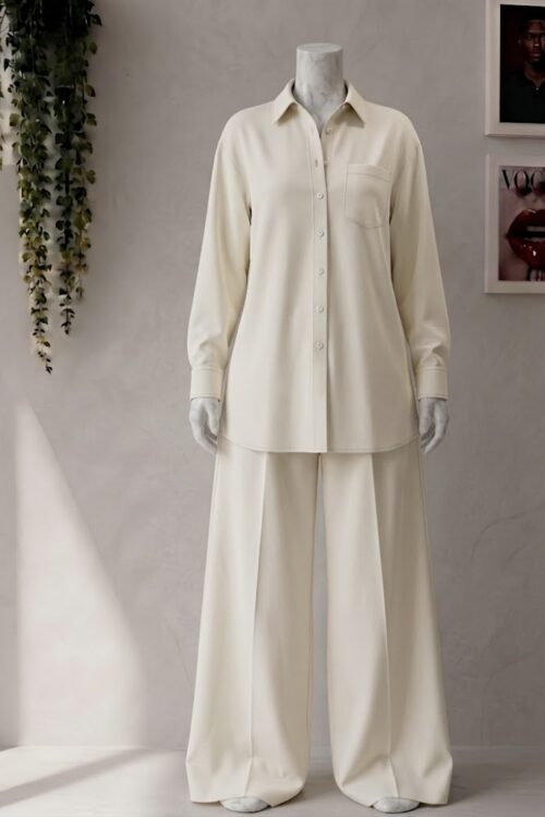 Beige white Co ord set