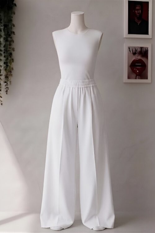 White Korean Wid leg Trousers